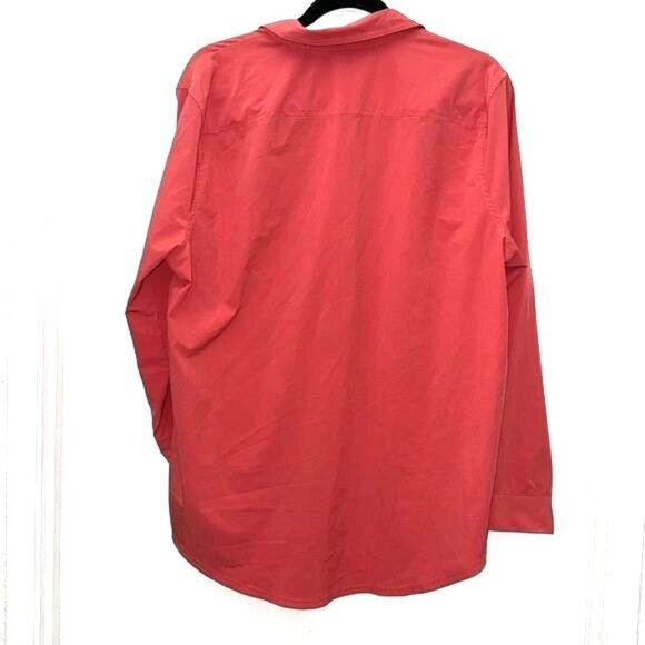 Eddie Bauer Womens XL Coral Button-Up Shirt With 3/4 Sleeves & Front Pockets - Picture 7 of 8